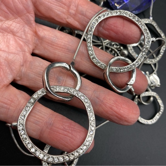 CHICO'S Silvertone Chain With Rhinestone Links Necklace - Picture 7 of 9